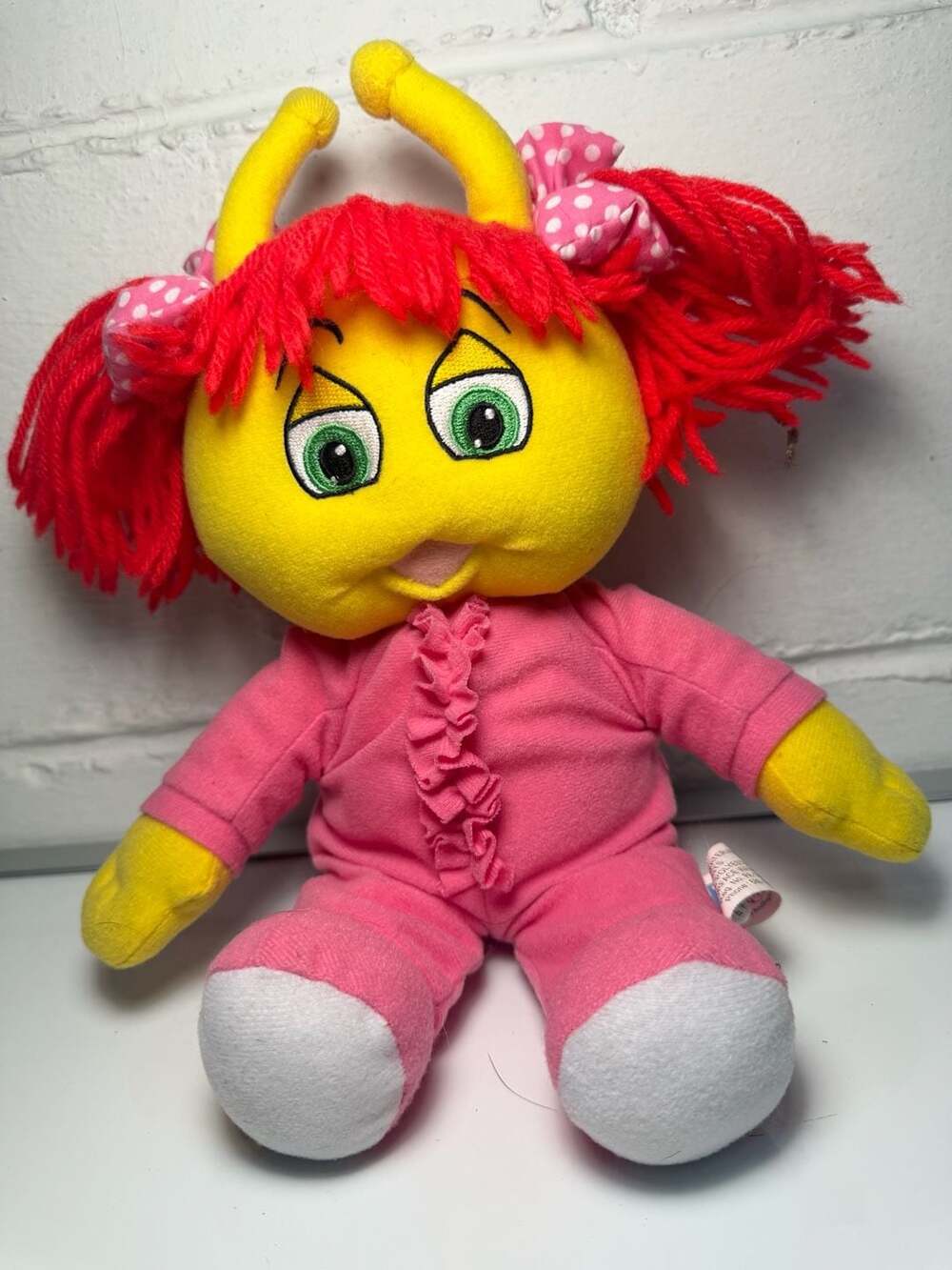 2006 Greenestuff My Bedbugs Woozy Yellow Plush Doll with Red Yarn Hair